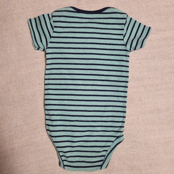 Carter's Blue Striped Short Sleeve Onesie Size 24 Months - Picture 3 of 3